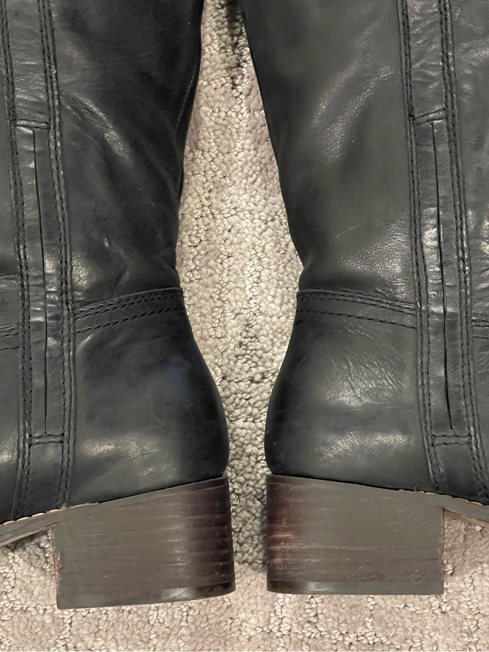 Lucky Brand Hybiscus Knee High Leather Black Boots, Block Heel, Round Toe, 7.5 - Picture 7 of 16
